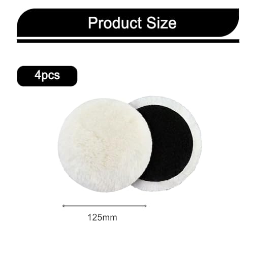 Dstarymnix Polierscheiben 125mm FüR Bosch Lammwollhaube, 4 StüCk Lammwolle Polierpads, Polierscheiben FüR Auto, Autoscheinwerfer, KorkböDen, Holz Und Metall, Kompatibel Mit Bosch Und Anderen Marken