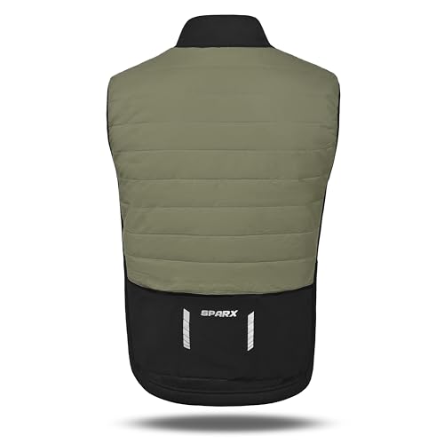 Image of Sparx Men's Lightweight Cycling Vest, Hiking Winter Quilted Vest, Water Resistant Warm Outerwear Vest (Olive, L)