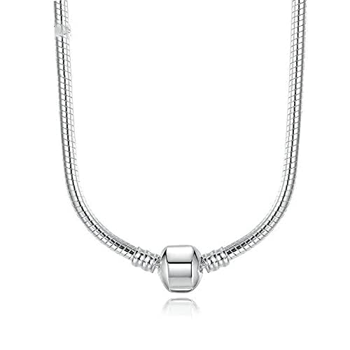 Bolenvi Classic Steel Snake Chain Pendant Necklace - 3mm Stainless Steel Chain Necklace for Charms - Bead Charm Compatible Stainless Steel Chain for Women and Men2