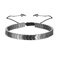 Aloha Bracciale Uomo Donna Ragazzo in Ematite con Cordino Regolabile, Idea Regalo (Lisca Media)