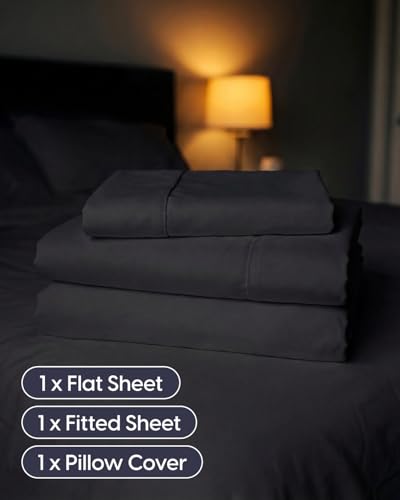 Image of Sleepy Town Twin XL Size Bed Sheets - 3 Piece - Twin XL Sheet Set - Extra Soft, Comfy & Cooling - Easy Care - Shrinkage, Wrinkle & Fade Resistant - Brushed Microfiber - Deep Pocket Bed Sheets (Black)