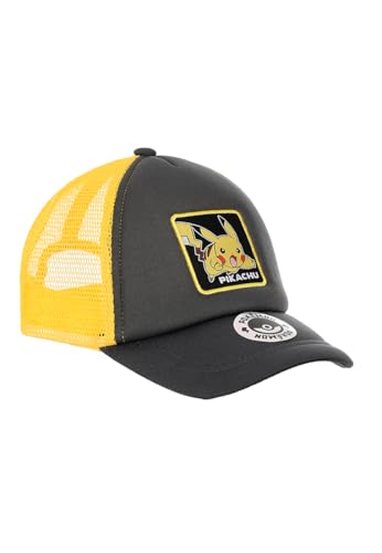 Pokemon Pikachu Mesh Cap Kinder Jungen Trucker Kappe Größe 52 54 atmungsaktiv leichtes Sommer Basecap in Blau und Dunkelgrau (DE/NL/SE/PL, Numerisch, 52, Grau)