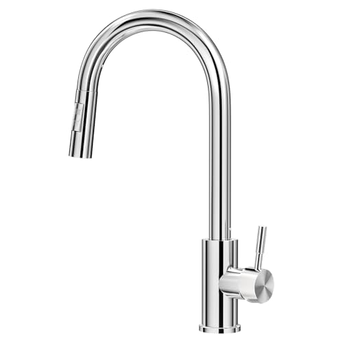 Homshsjhkis Grifo Cocina Extraible, Grifo Cocina Fregadero con 2 Modos Giratorio 360° Torneira Cozinha Monomando, Acero Inoxidable Ahorro de Energía Grifo Cocina Fregadero Agua Caliente y Fría