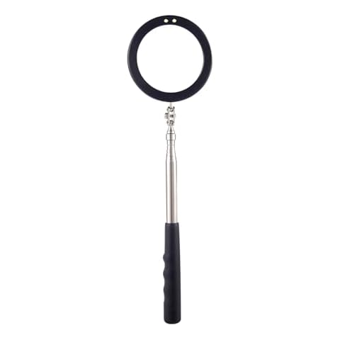 Rechabite Telescoping Inspection Mirror LED Light with Large 3.75 Inches Round Mirror, 39.4 Inches Extendable, Flexible 360 Swivel, for Inspection Viewing, Mechanic Checking, Observation Cover