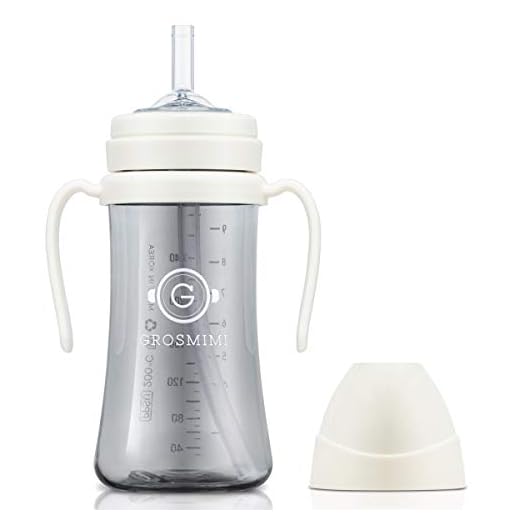 GROSMIMI Spill Proof no Spill Magic Sippy Cup with Straw with Handle for Baby and Toddlers, Customizable, PPSU, BPA Free 10 oz (White)