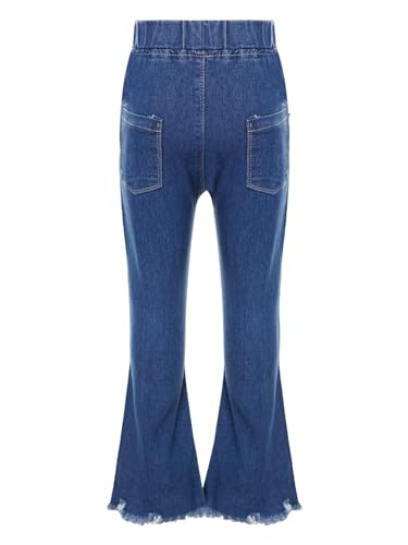 Aislor Girls Raw Hem Skinny Flared Jeans Kids Bell Bottom Denim Pants Elastic Waist Distressed Denim Trousers Jeggings2