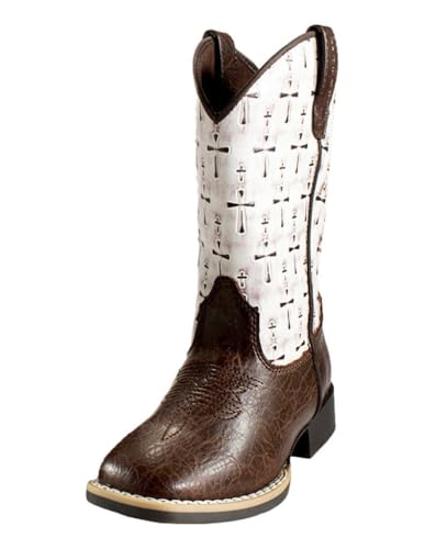 Twister Western Boots Girls Colton Cross Square Toe White 446009905