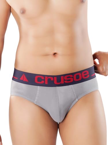 Image of CRUSOE Men's Antimicrobial Super Combed Cotton Fashion Brief - Pack of 2 | Breathable, Soft Stretch Fit Underwear | Tag-Free, Odor Control Innerwear