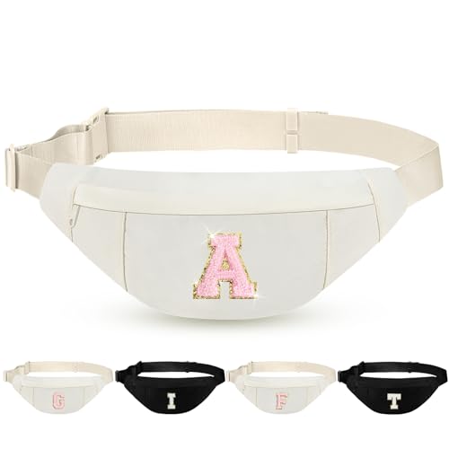 Image of Personalized Birthday Gifts for Women Christmas Gifts for Women Gifts Trendy Stuff Initial Fanny Pack Crossbody Belt Bag Gifts for Friends Her Cute Graduation Gifts,Beige A