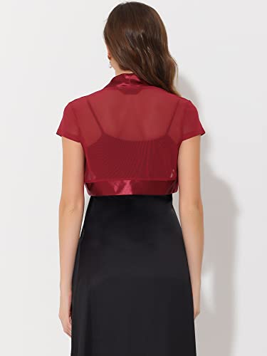 Image of Allegra K Women's Satin Shrug Bolero Cap Sleeve Crop Cardigan