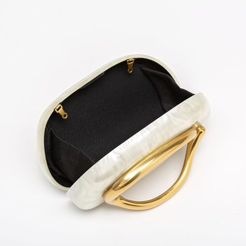 Image of Women Evening Clutch Purse Metal Handle Acrylic Purse Unique Shoulder Bag Causal Handbags for Bride Party Wedding