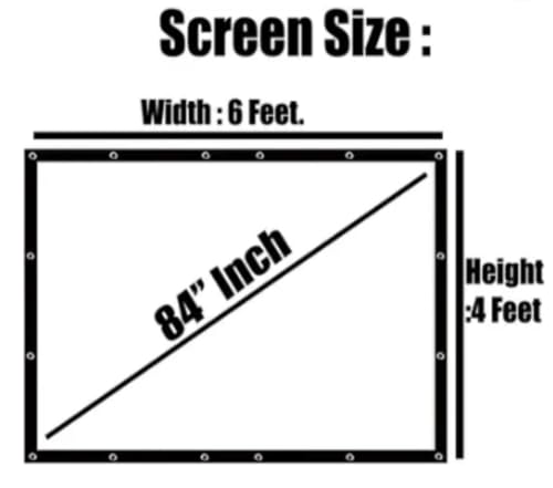 Image of 84 inch Projector Screen,4K 4:3 Portable Eyelet Premium Video Foldable Projection for HD Home Theater Cinema Anti-Crease Indoor Outdoor Office Classroom (171 cm (W) x 128 cm (H))