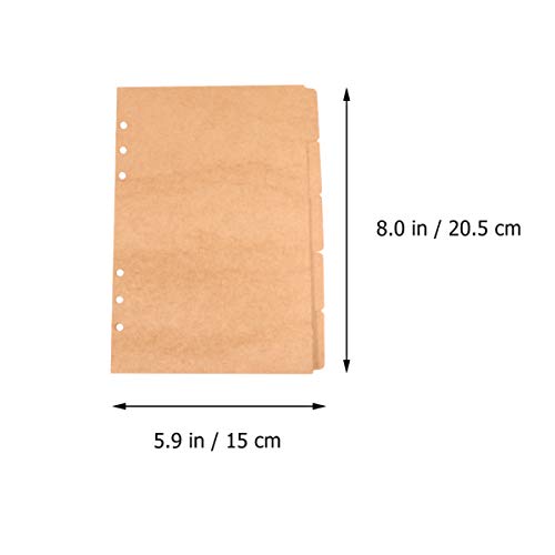 NUOBESTY A5 divisórias página, índice Kraft aba de página, 4 conjuntos/20 peças organizador de class