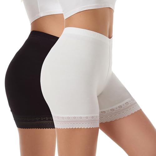 Vinconie Leggings Corto Antiroces Ropa Interior Encaje Pantalon Bajo Vestido