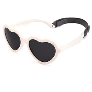 Pro Acme Kids Heart Sunglasses with Strap Polarized TPEE Rubber Flexible Frame Lovely Sun Glasses for Girls Boys Age 3-8