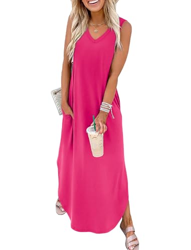 Image of Sampeel Summer Dresses Maxi Dress Vacation Beach Sundresses 2025 with Pockets