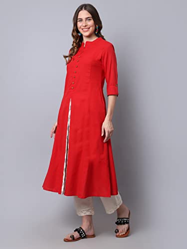 Image of Pistaa's Women's Cotton Regular Fit Casual Kurta