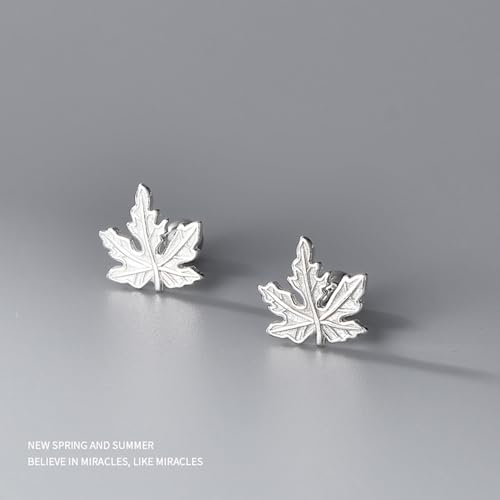 S925 Sterling Silver Maple Leaf Stud Earrings/Screw Back3