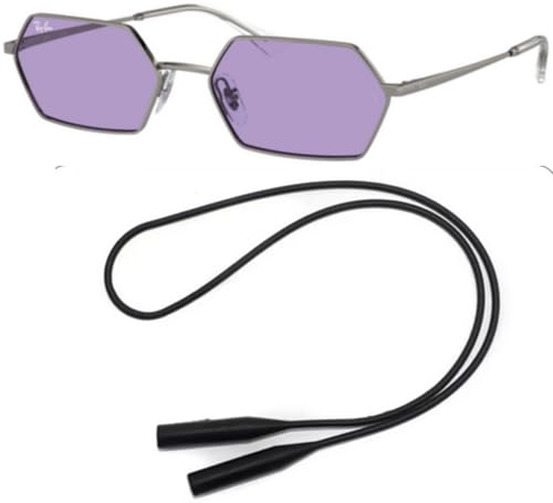 Ray-Ban RB3728 Sunglasses Bundle: RB 3728 YEVI 004/1A Gunmetal/Violet Polyamide Standard and Universal Anti-slip Silicone Leash2