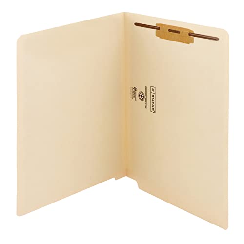 Smead End Tab Fastener File Folder, Shelf-Master® Reinforced Straight-Cut Tab, 1 Fastener, Letter Size, Manila, 50 per Box (34110)