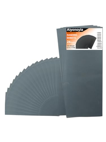 24PCS Sandpaper Sheets 9 x 3.6 Inch 3000 Grit Sand Paper for Wet/Dry Wood Metal Sanding Polishing
