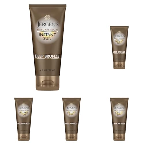Image of Jergens Natural Glow Instant Tanning Moisturizer, Deep Bronze, 6 Fl Oz (Pack of 5)