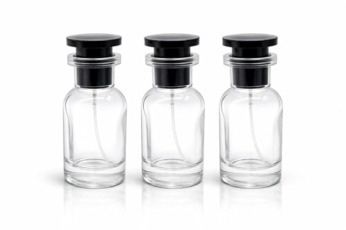 Image of Hunky Dory 3pcs 30ml Royal Empty Clear Glass Perfume Decant Spray Bottles with Metally Pump and Unique Cap For DIY Perfume, Essential Oils, Rose Water, Travel Use