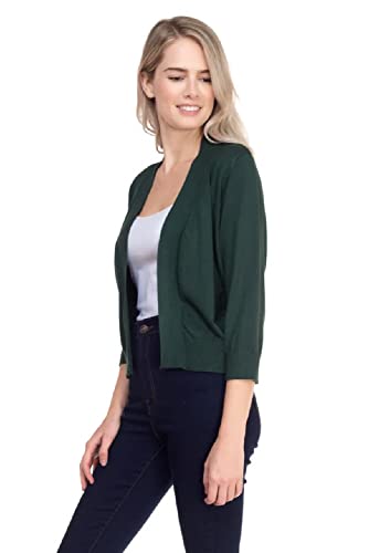 ShezPretty Women's Bolero 3/4 Sleeve Cropped Open Front Short Shrugs Cardigans Sweaters Jackets2