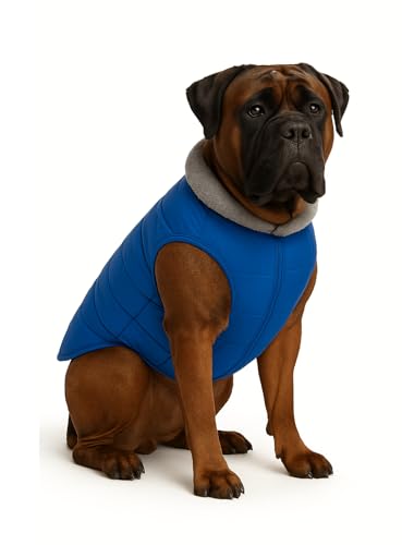 Image of The Pets Company Dog Winter Coat Jacket, Clothes, Windproof, Waterproof, Light Weight, Washable, Ultra Warm Thick Fleece Lined Dog Vest for Cold Weather Protection, (Blue, XX-Large - 30 Inch)