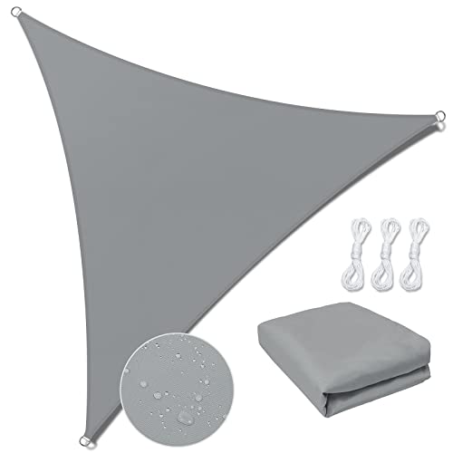 Bigzzia Voile d'ombrage imperméable 3 x 3 x 3 m, tissu Oxford PU 420D, voile de jardin triangulaire, bloque 98 % des UV, pare-soleil pour jardin, cour, pelouse Cover