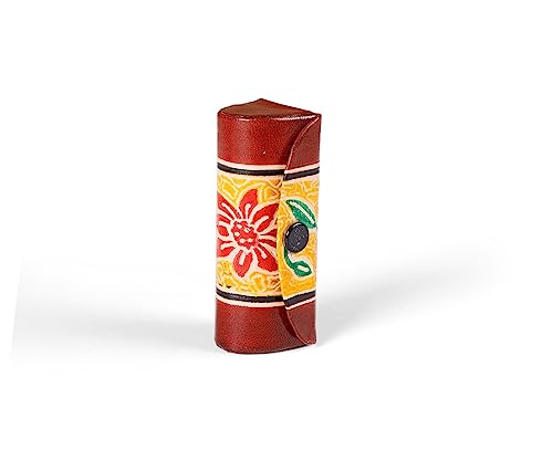 Leather Lipstick Case with Mirror Traditional Vintage Floral Print Box Jewellery Organiser Makeup Lip Balm Carry Case Travel Durable Women Girls Gift (Pack of 1) - Image 4