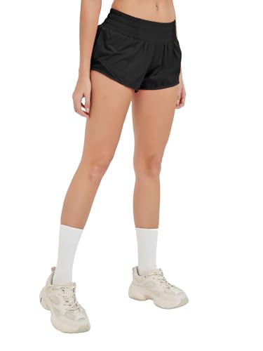MCEDAR Women's Athletic Shorts for Gym Workout Shorts 2.5" Quick-Dry Lightweight Running Short with High Waisted Zip Pockets2