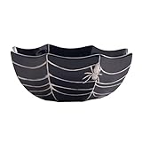 Bico Halloween Spider Web 9.5 inch Black Candy Ceramic Serving Bowl, for treats, chocolates, cookiess, Microwave and Dishwasher Safe