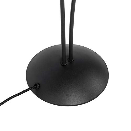 Qazqa Modern Tischleuchte mit Glas, Tischlampe - Athens - Schwarz mit Rauchglas, max. 28W, Geeignet für LED, 48cm, Ideal als Küche lampe, Schlafzimmerlampe und Wohnzimmerlampe