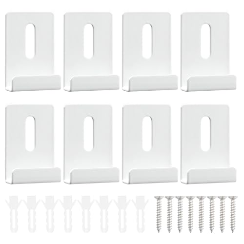 Image of 8 Pcs Metal Mirror Holders, Mirror Clips with Screws, Heavy Duty Stainless Steel Mirror Hangers Hardware for Frameless Mounting Wall Tile Billboard Display (White,1 /4 Inch)