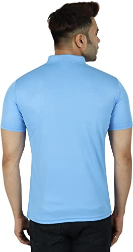 Image of Regular Fit Solid Men Polo Neck Collar T-Shirt Pack of 1 Sky Blue