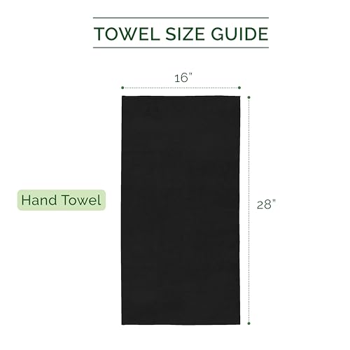 Image of Elegant Comfort 100% Turkish Cotton 4 Lines Viscose Stripe Luxury 4 Pack Hand Towel Set - Ultra Absorbent and Soft 16 x 28 Inch Premium Hotel Spa Quality Towels for Everyday Bath Use, Black