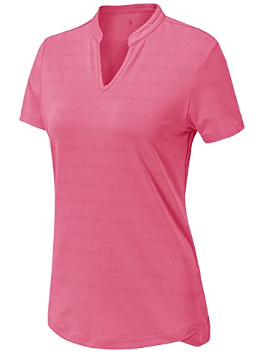 Image of Gopune Women's V Neck Golf Polo Shirts Collarless Short Sleeve Lightweight Quick Dry Tennis Running T-Shirts