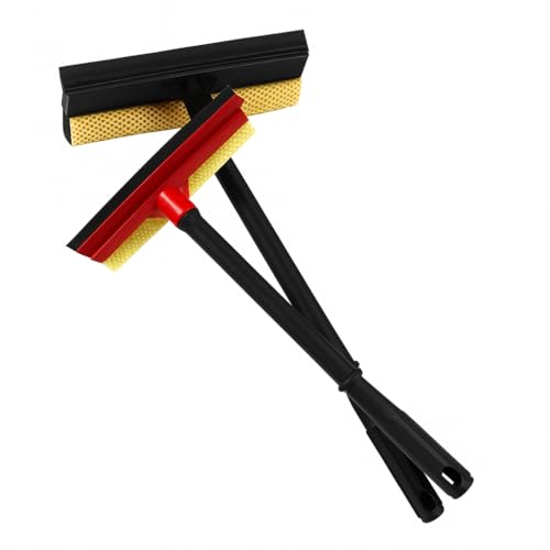 Image of 2Pcs Window Squeegee with Long Handle, 2-in-1 Window Cleaner Tool, Glass Door Cleaner, Multi-Use Car Windshield Cleaning Cleaning for Indoor Outdoor Car Window High Glass Shower Gas Station