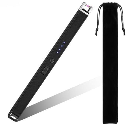 電子ライター プラズマ 充電式USB 点火棒 風に強い ガス不要 安全ロック 仏壇線香用 キャンプBBQ アウトドア 防災 高齢者向け ブラック