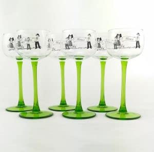Boeckling - Lot de 6 Verres à vin d'Alsace Pied Vert, décor Couple Alsaciens 15 cl - BOECKLING