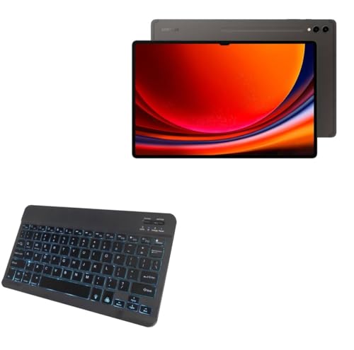 BoxWave Keyboard Compatible with Samsung Galaxy Tab S9 Ultra - SlimKeys Bluetooth Keyboard - with Backlight, Portable Slim LED 7 Colors - Jet Black