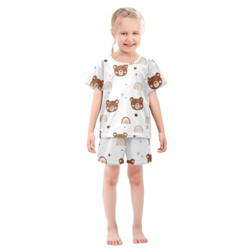 Rainbow Stars White Pajama Set Short Sleeve Summer Pajamas Shorts Sets PJ Clothes Set Soft 5Y3