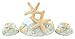 Fashioncraft, Beach Wedding Decoration, Ceremony Unity Candle Holder, Starfish Seashell Nautical Theme, Polyresin, Sand White and Sea Blue