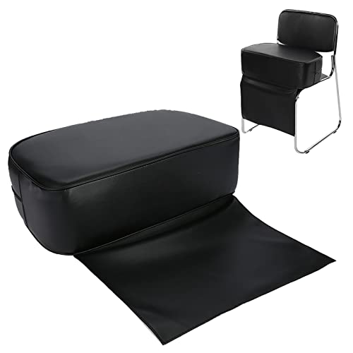 Salon Booster Seat Cushion for Kids, PU Barber Booster Seats for Styling Chair, Portable Booster Seat for Hair Salon Chair, Spa Equipment Black, 19.3x6.1inch