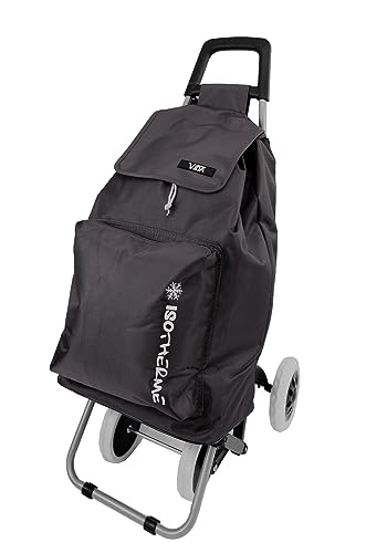 Vida cv612 Charriot de Course 4 Roues Caddie marché Poussette Pliable Grosse contenance (Noir)