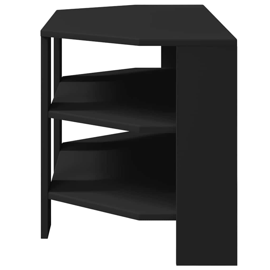 Mobile TV ad angolo nero, 102 x 40,5 x 45 cm, in legno con spazio e ripiano, moderno tavolo angolare con superficie opaca per soggiorno, mobile TV durevole