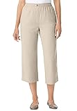 Woman Within Plus Size Petite 7-Day Elastic-Waist Pull-On Cotton Denim Capri Jeans - 34 WP, Natural Khaki