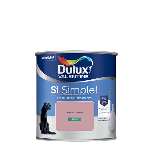 Dulux Valentine Peinture Si Simple Peinture Intérieure Toutes Pièces - Peinture Mur et Plafond, Porte et Plinthe - Couleur : Le Rose Intense - 0,5 L