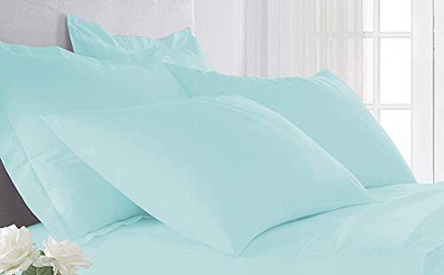 Image of BEVI - Home Premium Solid Plain Single Bedsheet with 1 Pillow Cover 300 TC Microfiber for Single Bed | Size (60 inch x 90 inch) Aqua